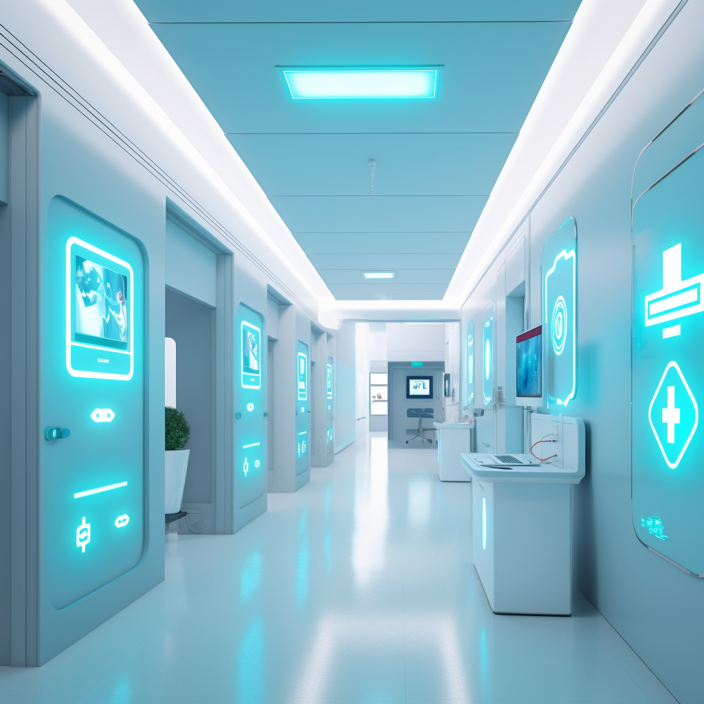 Gestion de file d'attente 10 ciopy a clean hospital corridor with high tech devices and brig 54f9e09b 07cd 4534 b75a 398391e25347