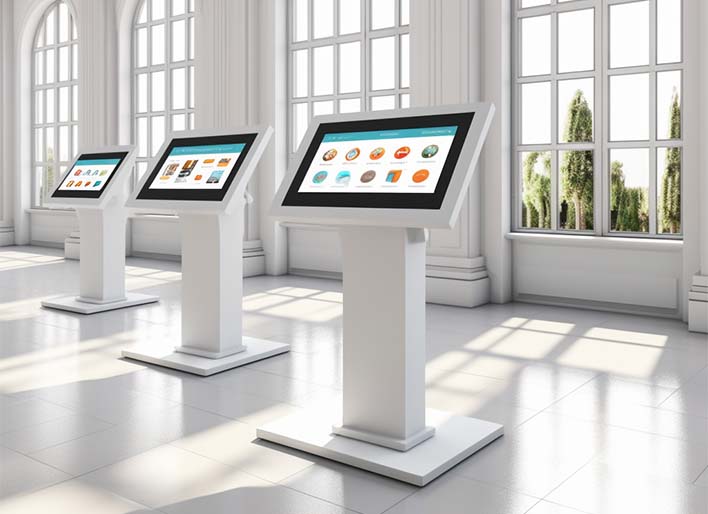 pupitre-collecte-informations "La collecte d'informations à portée de main : ce pupitre tactile offre une expérience utilisateur fluide, permettant aux utilisateurs de collecter des données avec précision et rapidité.